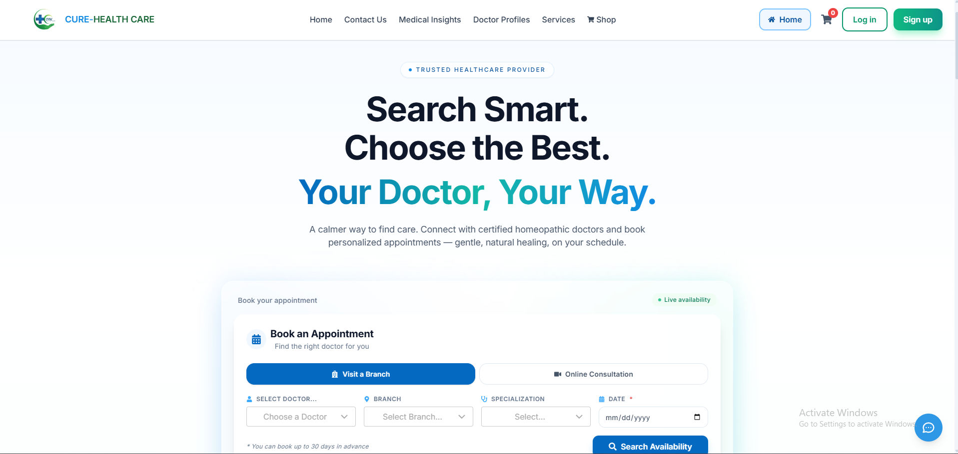 cure.lk interface