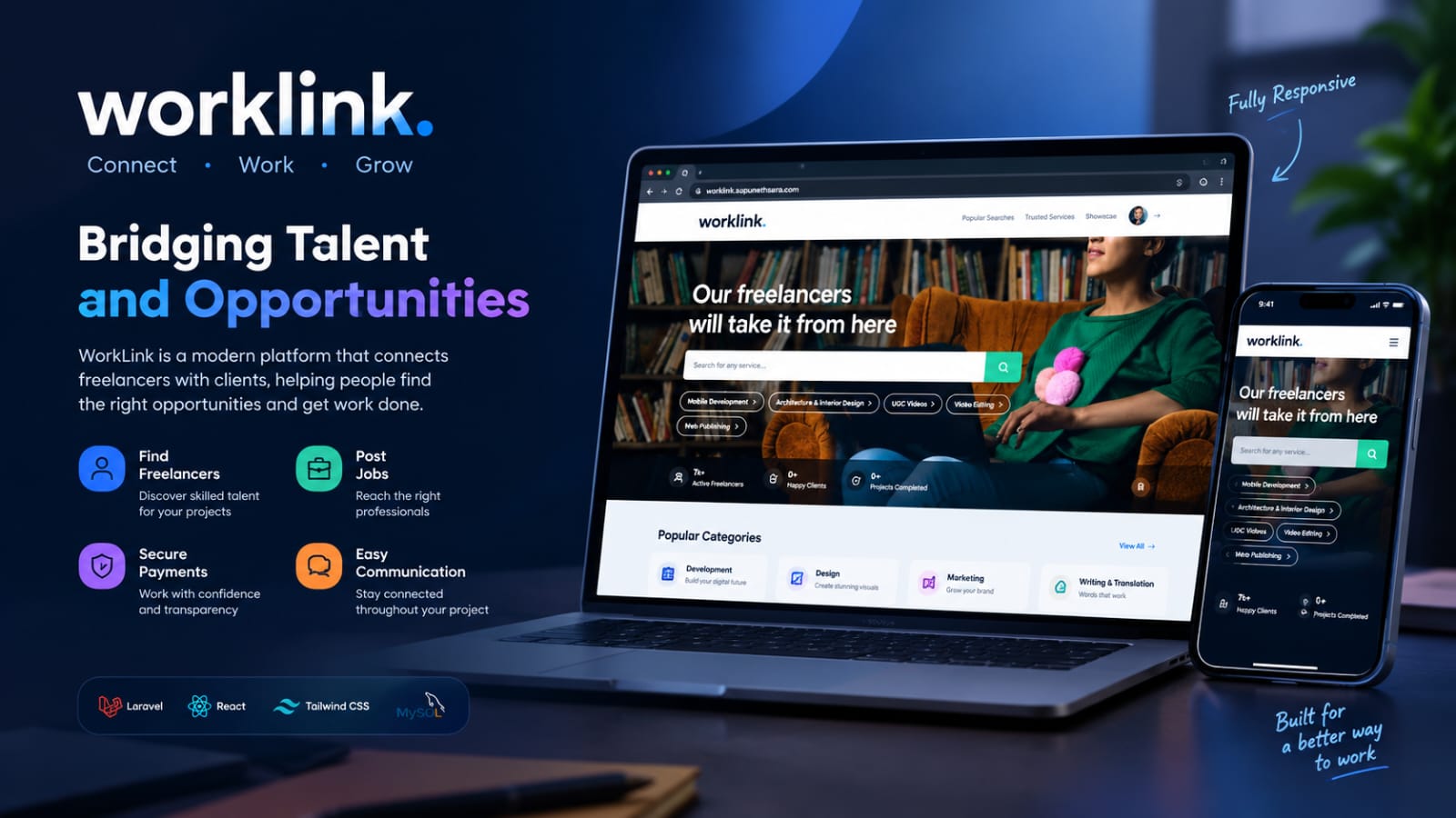 WorkLink – Local Freelancer & Business Management Platform interface