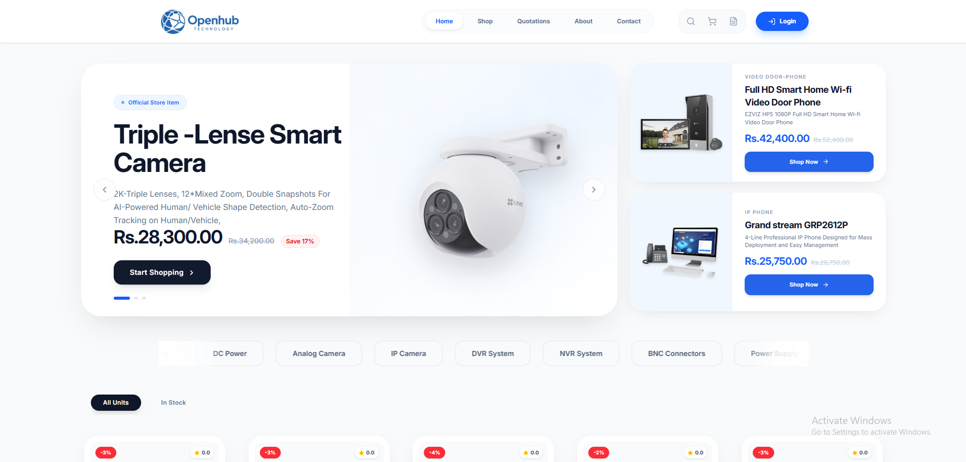 OpenHub Technology E-Commerce interface