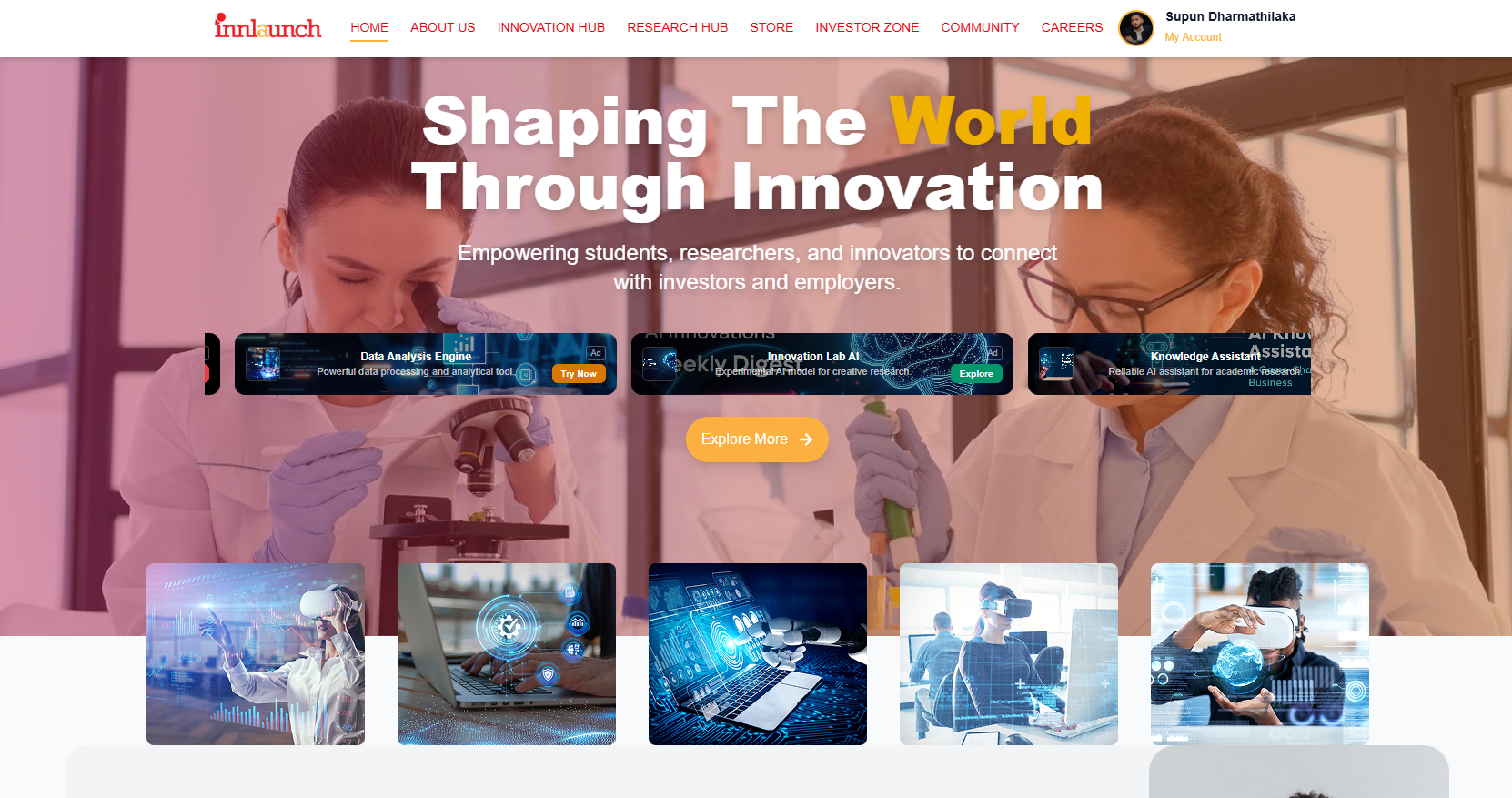 Research Connect Platform ( Innlaunch) interface